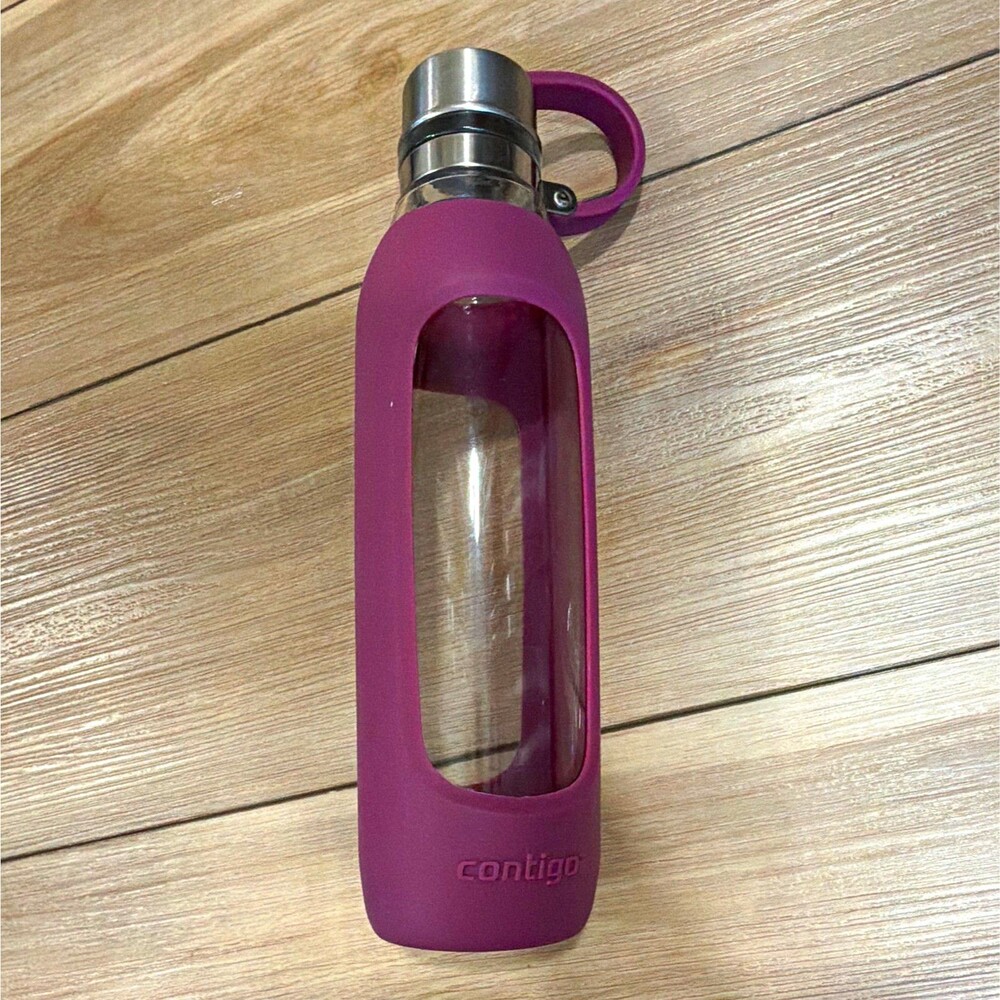 Contigo Purity Glass Water Bottle 20 oz Purple BPA-Free Screw-on Lid